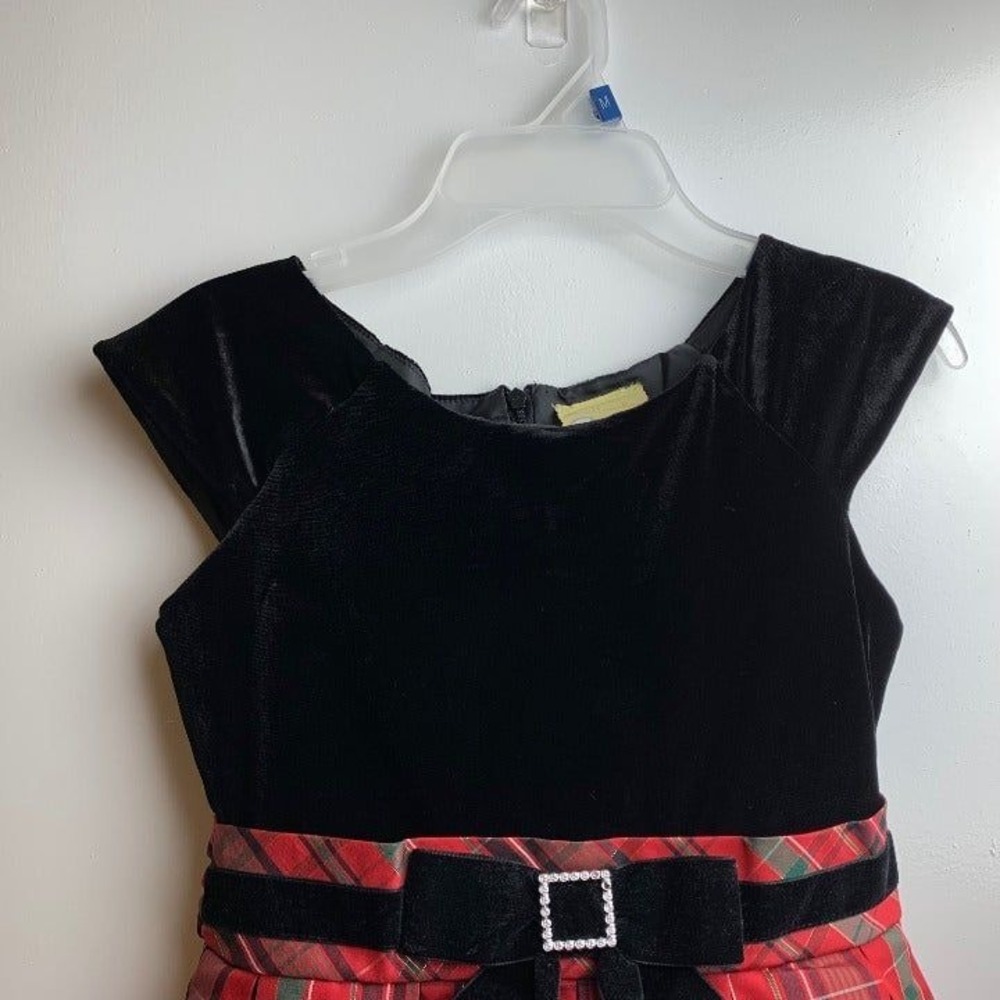 Sweetheart Rose for Dollie and Me Size 10 Christmas Dress Red Plaid Black Velvet - Picture 10 of 11